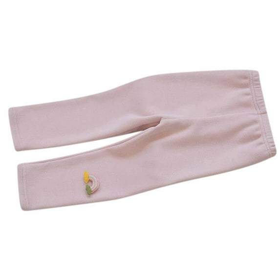 Fesfesfes Fall Winter Thickened Leggings Baby Girls Side Embroidery Skinny Pants Flannel Leggings Kids Girls Cropped Trousers Under $10