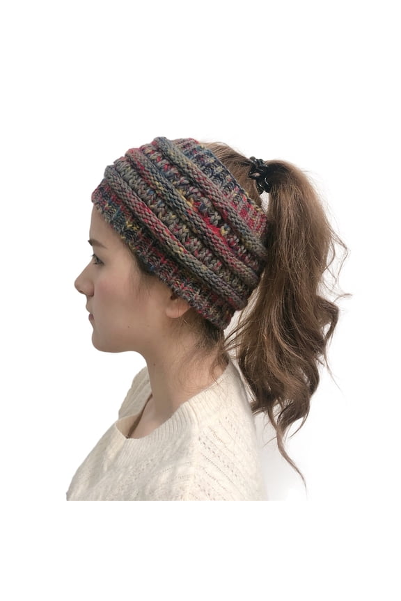 Fall and Winter Knitted Headband Horsetail Hat Wool Headband Pullover Headwear,,Second Piece Free Shipping
