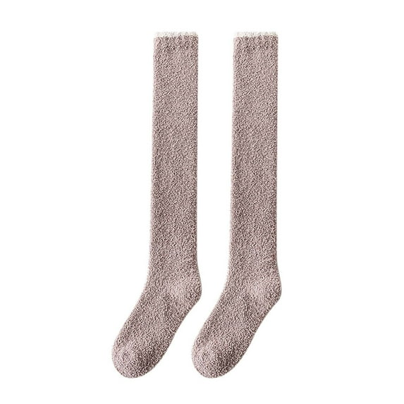 Fesfesfes Fall and Winter Socks for Women Home Thick Warm Knee High Coral Fleece Socks Knee-pad Stockings
