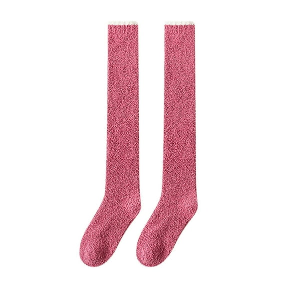 Fesfesfes Fall and Winter Socks for Women Home Thick Warm Knee High Coral Fleece Socks Knee-pad Stockings