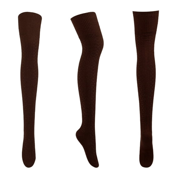 Fesfesfes Fall and Winter Stocking for Women Warm Thigh-High Socks Causal Solid Color Knit Over-the-knee Stockings