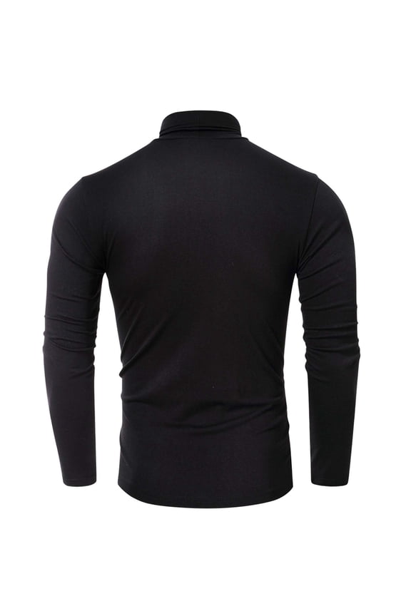 Fall/winter Skinny Warm Shirt Mock Neck Slim Tops High Neck Bottoming Shirt Men's Large Size Solid Color Long Sleeves Shirt