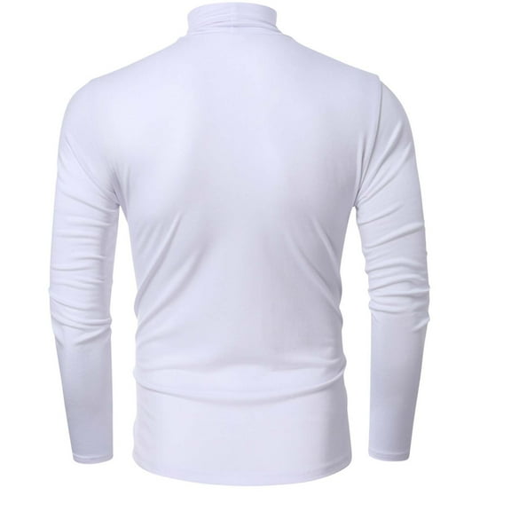 Fesfesfes Fall/winter Skinny Warm Shirt Mock Neck Slim Tops High Neck Bottoming Shirt Men's Large Size Solid Color Long Sleeves Shirt