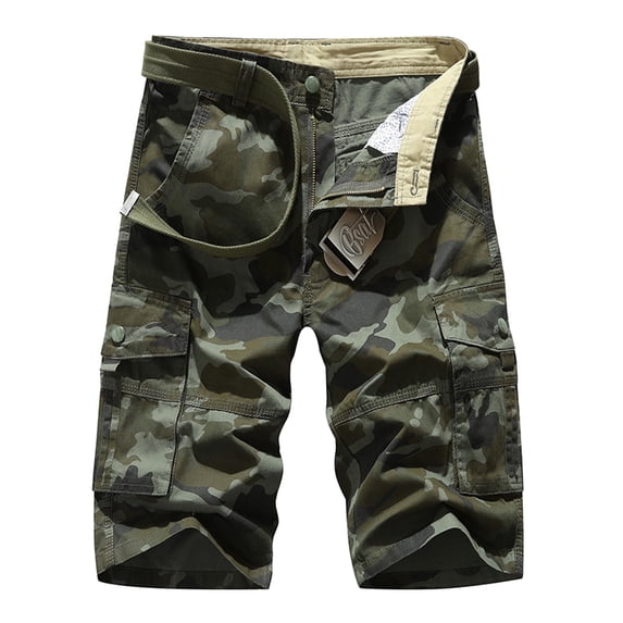 Fesfesfes Fashion Mens Cargo Shorts Pocket Zipper Buttons Camouflage Leisure Time Tooling Short Pants Under 10$