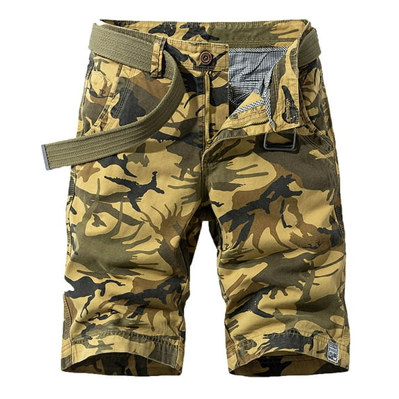 Fesfesfes Fashion Mens Cargo Shorts Pocket Zipper Stretchy Casual Solid Color Tooling Short Pants On Sale