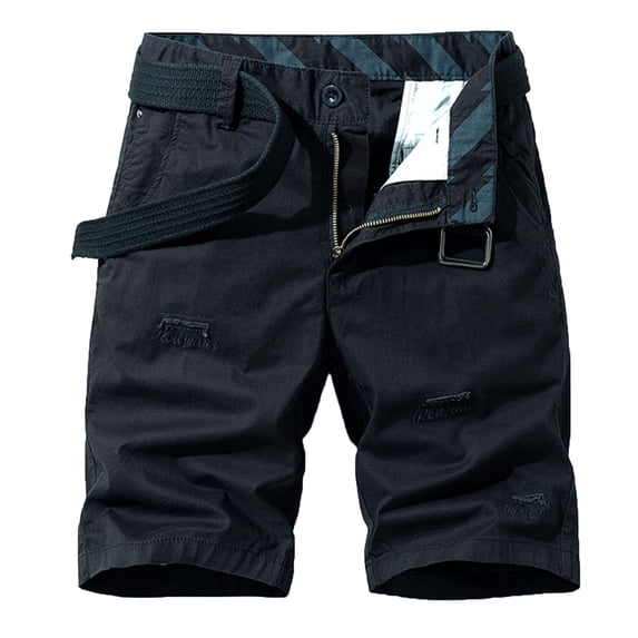Fesfesfes Fashion Mens Cargo Shorts Pocket Zipper Stretchy Leisure Time Casual Solid Color Short Pants Spring Saving