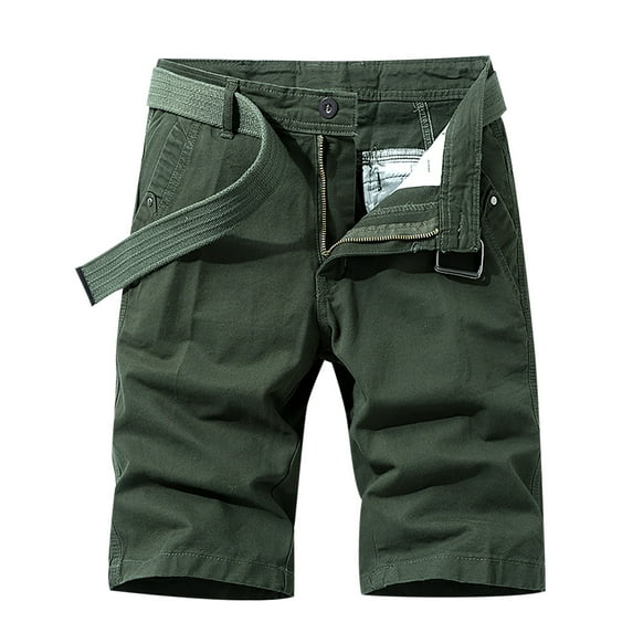 Fesfesfes Fashion Mens Shorts with Pocket Zipper Buttons Dress Shorts Solid Color Tooling Short Pants