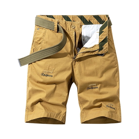Fesfesfes Fashion Mens Shorts with Pocket Zipper Buttons Solid Cargo Shorts Dressy Short Pants Spring