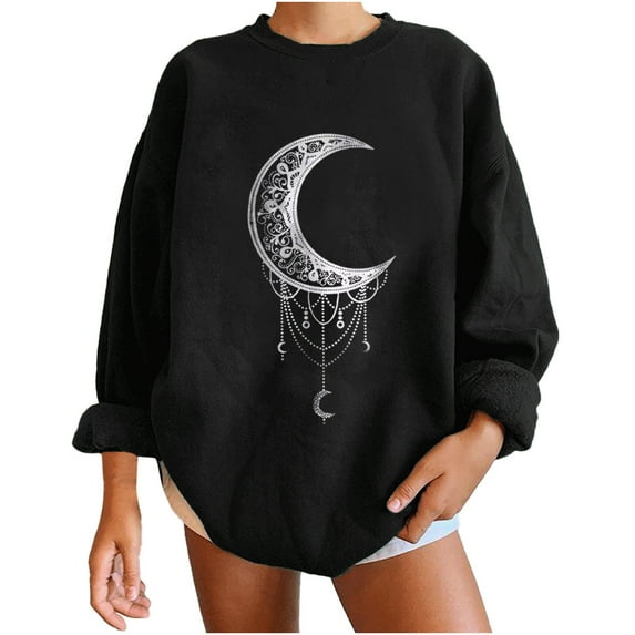 Fesfesfes Fashion Tops Sweatshirt for Women's Print O-Neck Pullover Tops Long Sleeve Comfortable Blouse Sweatshirt