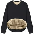 thumbnail image 1 of Fesfesfes Fashion Women Flannel Shirt Casual Warm Round Neck Long Sleeve Loose T-shirt Fall Blouse Pullover Tops On Sale, 1 of 5