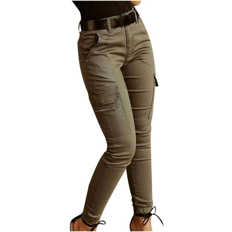 Fesfesfes Fashion Women Pant Solid Sports Casual Skinny Pockets High Waist  Pants Sale Items 