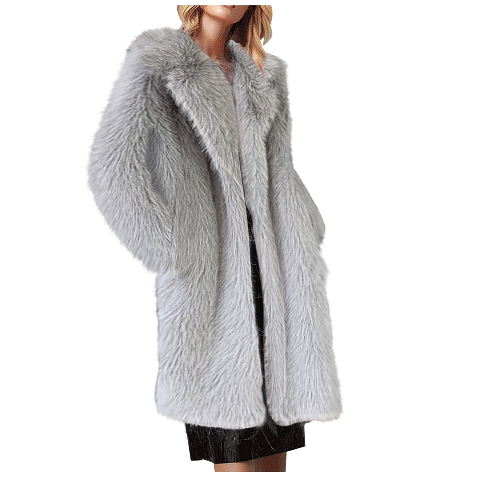 Fesfesfes Fashion Women's Flannel Coat Solid Color Overcoat Loose Knee  Length Outerwear Long Sleeve Fleece Coat Sale Clearance 