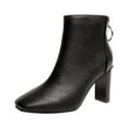 thumbnail image 1 of Fesfesfes Faux-Leather Boots for Women Chunky Heel High Heel Ankle Boots Women's And Winter Fashion Casual Boots 4.5(35), 1 of 4