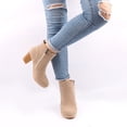 thumbnail image 1 of Fesfesfes Faux-Leather Boots for Women Fashion Mid Heel Boots Strap Casual Solid Color Ankle Boot Keep Warm Snow Boots 9(40), 1 of 8