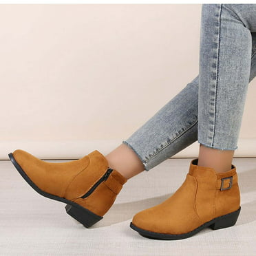 Fesfesfes Faux-Leather Boots for Women Shoes Retro National-Style ...