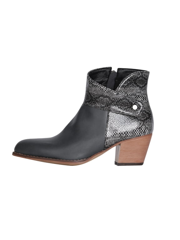 Faux-Leather Boots for Women Synthetic Patchwork Thick Heel High Heel Zipper Pointed Snake 8.5(41)