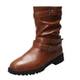 thumbnail image 1 of Fesfesfes Faux-Leather Boots for Women Winter Boots For Women Shoes Low-Heel Comfortable Outdoor Non-Slip Outdoor Mid-Calf Boots 6.5(38), 1 of 9