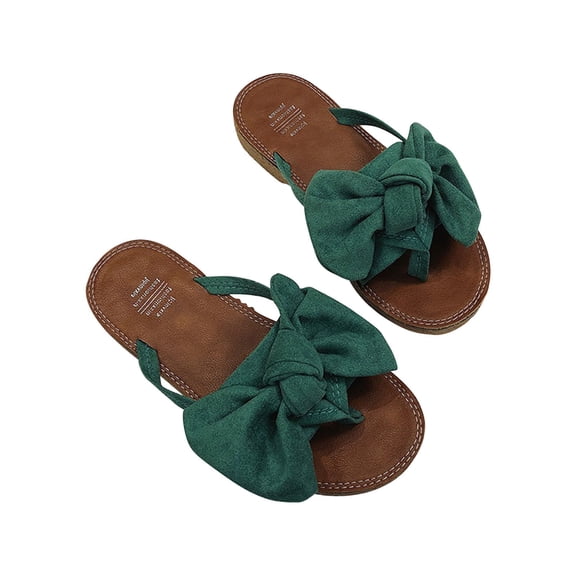 Fesfesfes Fesfesfes Summer Sandals for Women Low Heel Daily Flip-Flops Leisure Beach Sandals Bow Decor Bohemian Roman Sandals Casual Rubber Sole Anti-Slip Slider