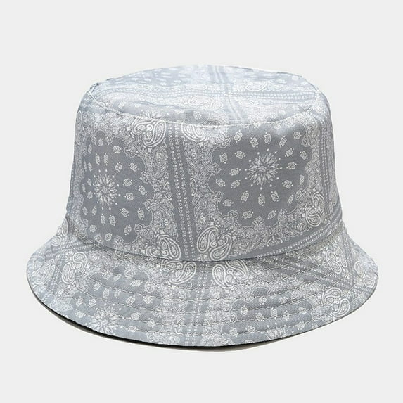 Fesfesfes Fisherman Hat Unisex Men Women Printing Sun Hat Outing Two-sided Bucket Caps