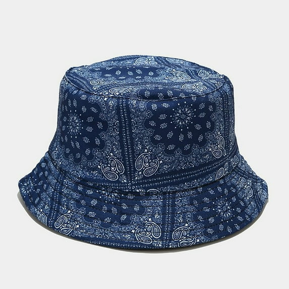 Fesfesfes Fisherman Hat Unisex Men Women Printing Sun Hat Outing Two-sided Bucket Caps