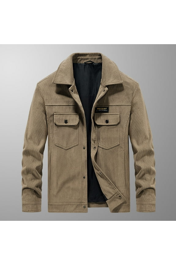 Fleece Coat for Men Casual Fashion Solid Turn-down Collar Zipper Padded Thermal Jacket Coat Sale Items