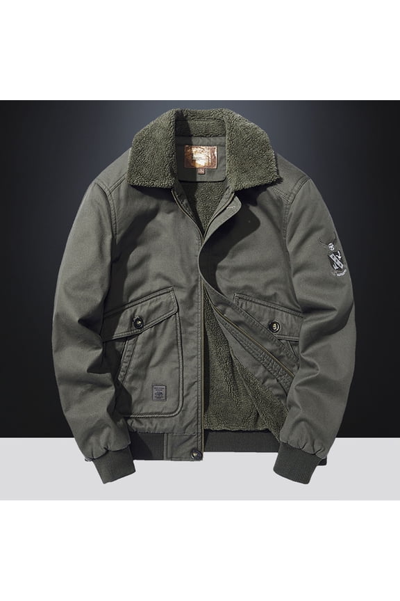 Fleece Coat for Men's Fleece Washed Cotton Lapel Jacket Fleece Coat for Men's Loose Work Jacket