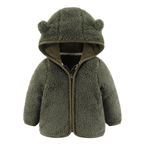 Fesfesfes Fleece Jackets For Toddlers Girls Boys Winter Warm Flannel Hoody Jackets for Kids Zip Up Outerwear Coat Toddler Kids Jacket On Sale