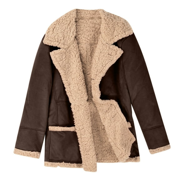 Fesfesfes Fleece Lined Jacket Men's Leather Jacket Fashion Lapel Collar Winter Warm Motorcycle Fleece Leather Jacket Long Sleeve Plush Jacket Casual Outwear & Jackets Sale Items