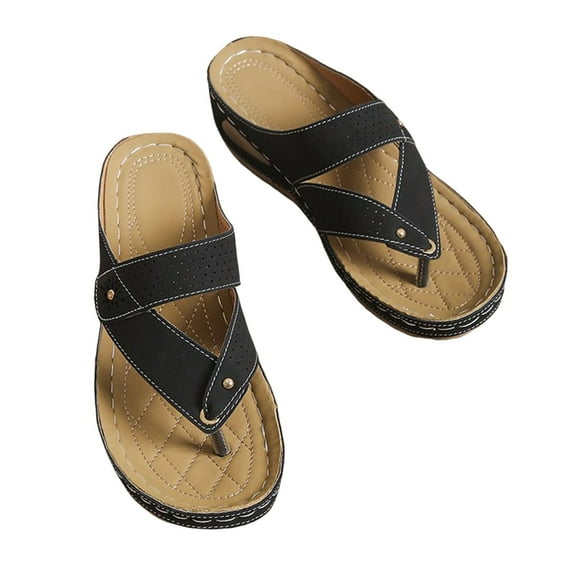 Fesfesfes Flip Flop Summer Ladies Fashion Slippers Women's Slope Heel Sandals Casual Wear Flip Flops 9.5(43)