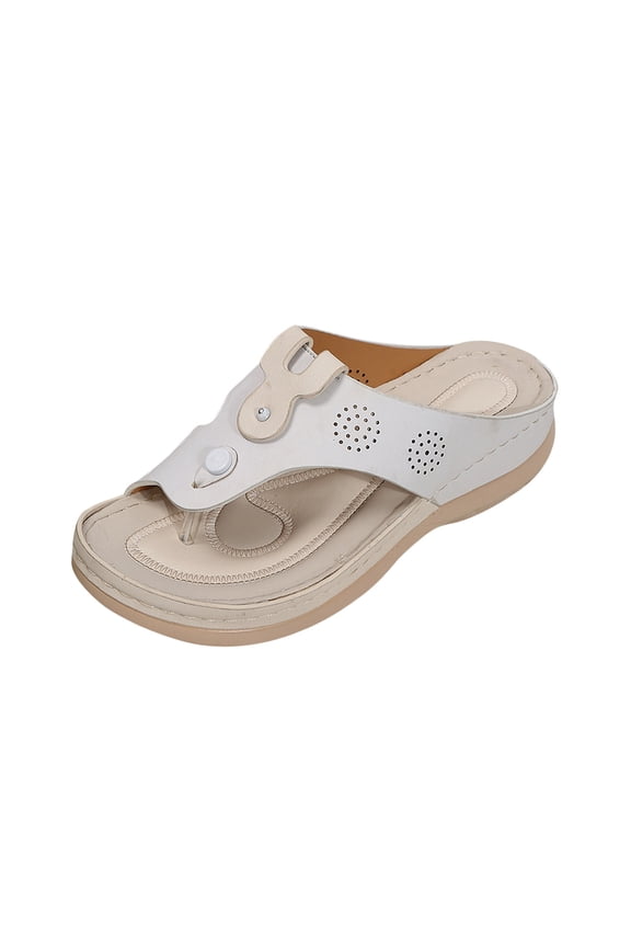 Flip Flop Women's Flip Toe Casual Outerwear Sloping Heel Flat Bottomed Beach Sandals And Slippers 4.5(35)