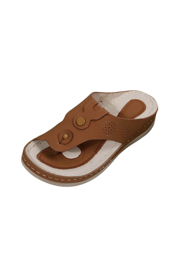 Flip Flop Women's Flip Toe Casual Outerwear Sloping Heel Flat Bottomed Beach Sandals And Slippers 9(42)