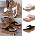 thumbnail image 1 of Fesfesfes Flip Flops Women's Slope Heel Clip Toe Comfortable Sandals Buckle Casual Slippers 7(39), 1 of 6