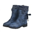 thumbnail image 1 of Fesfesfes Fuax-Leather Boots For Women And Winter New Woolen Yarn Snow Back Strap Plus Size Women Boots 38(US:6.5), 1 of 8