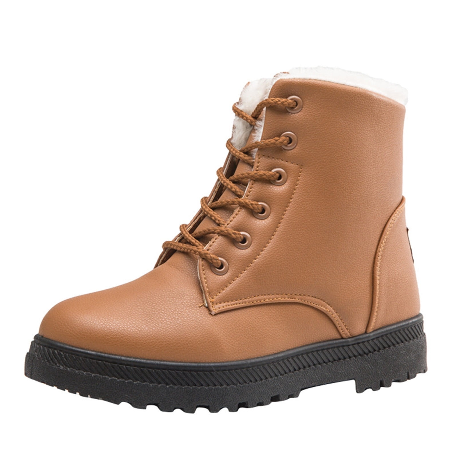 Fesfesfes Fuax-Leather Boots For Women Winter Snow Keep Warm And