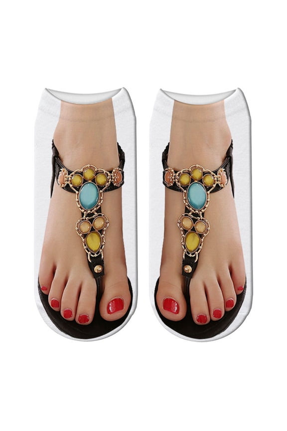 Funny Printed Low Cut Socks Unisex No-show Socks for Men and Women Ugly Feet Gifts For Friends