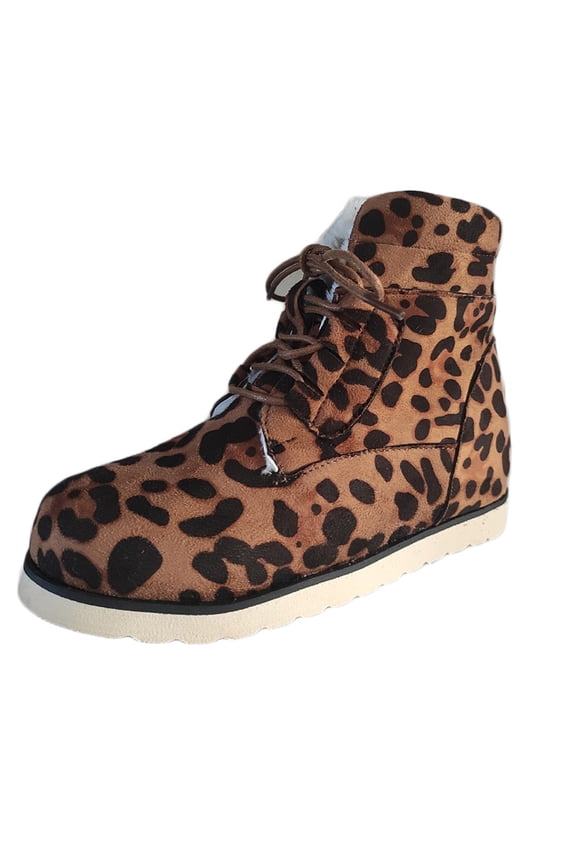 Fuzzy Boots Women Retro Vintage Solid Short Plush Wedge Heel Winter Snow Lace-up Colorblock Shoes 8.5(42)