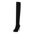 thumbnail image 1 of Fesfesfes Fuzzy Boots for Women Comfortable Suede Warm Side Zipper Over The Knee High Heel High US:6(37), 1 of 9