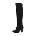 thumbnail image 1 of Fesfesfes Fuzzy Boots for Women Slip-on High Heels Solid Color Winter Warm Knee High Round Toe Suede US:9(42), 1 of 5