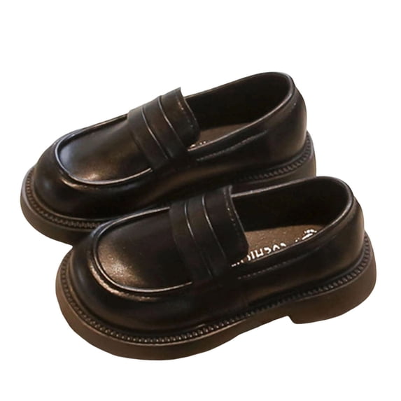 Fesfesfes Girl Solid Color Buckle Loafers,Fall Spring British Style Princess Leather Shoes,Big Kids Party Performance Daily Dress Shoes,Children Trendy Comfortable Footwear