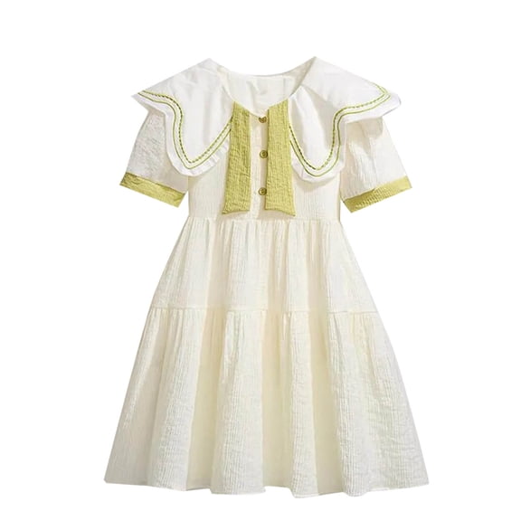 Fesfesfes Girl's Sleeveless Printed Princess Dress Fashionable Cute Summer Sundress with Flared Skirt,Breathable Gentle Fabric for Casual and Party Wear,Comfortable A-Line Design(Khaki,14 Years)