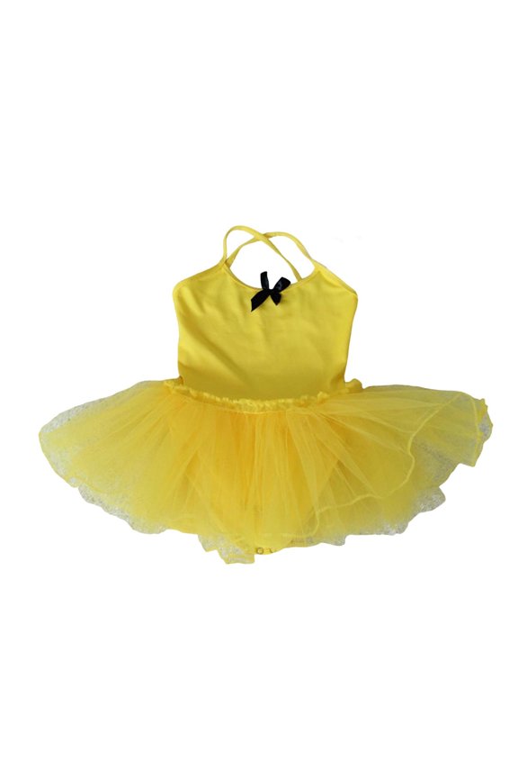Girls Ba-llet Dress with Snap Crotch Leotard Sleeveless Round Neck Dance Tu-tu Dress Up for Princess Performance Practice 4-11 Years(Yellow,4-5 Years)