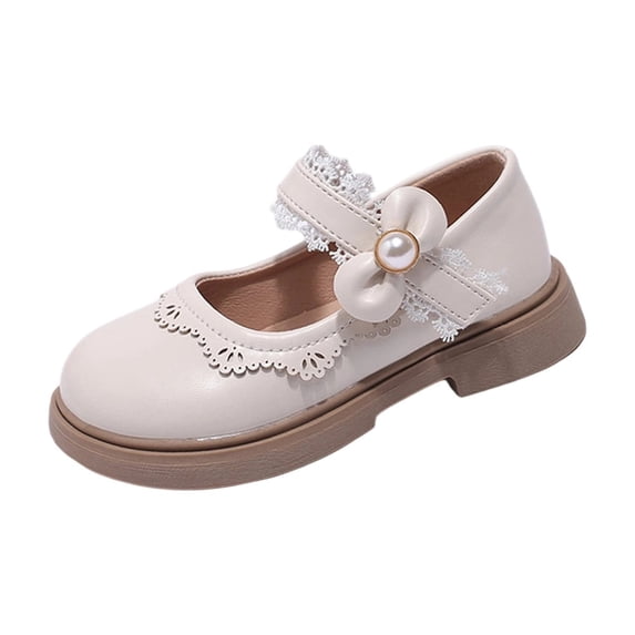 Fesfesfes Girls' British Style Fall Winter Loafers,Solid Color Buckle Princess Leather Shoes,Soft Faux Leather Upper,Thick Cushioned Non-Slip Sole for Big Kids