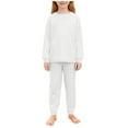 thumbnail image 1 of Fesfesfes Girls Casual Fashion Long Sleeve Top and Pants 2 Piece Set Loose Comfortable Outfit for Daily Wear Party Spring Winter Kids Clothing Playwear Soft Fabric(White,9-10 Years), 1 of 8