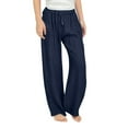 thumbnail image 1 of Fesfesfes Girls Casual Smocked High Waist Wide Leg Long Trousers Loose Comfortable Pants for Ages 4-14 Years(Navy#1,4 Years), 1 of 8