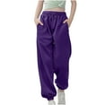 thumbnail image 1 of Fesfesfes Girls' Casual Yoga Pants Trendy Comfy High-Waisted Full-Length Wide-Leg Flare Trousers Solid Color Ideal for Dance Classes (Purple#2,7 Years), 1 of 5