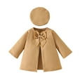 thumbnail image 1 of Fesfesfes Girls Clothes Set Long Sleeve Jacket with Hat and Tops Winter Outfit Solid Color Bow Detail Thickened Warm for Cold Weather Casual Daily Wear Holiday Birthday Party(Beige,12-18 Months), 1 of 7