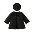 thumbnail image 1 of Fesfesfes Girls Clothes Set Long Sleeve Jacket with Hat and Tops Winter Outfit Solid Color Bow Detail Thickened Warm for Cold Weather Casual Daily Wear Holiday Birthday Party(Black,12-18 Months), 1 of 7