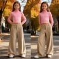 thumbnail image 1 of Fesfesfes Girls Corduroy Straight Leg Pants Loose Fit Pull On Trousers with Pockets, Casual Fall Winter School Bottoms for Kids Ages 7-16 Years, 1 of 9