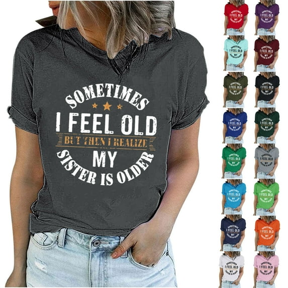 Fesfesfes Girls Crop Top Women Funny Printed Pattern Casual Fashion Soild Color Short Sleeve Tops Blouse Women Short Sleeve Tops M(US:6)