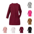 thumbnail image 1 of Fesfesfes Girls Dress Shirts Solid color Sweater Dress Long Sleeve Dress Round Neck Slim Bodysuit Dress, 1 of 3